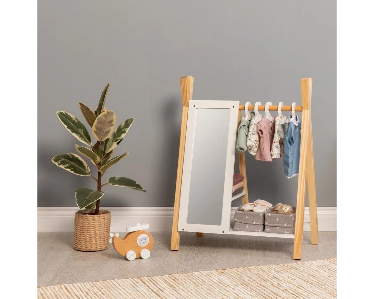 MUSTERKIND® Puppenkleiderschrank Viola Natur/Weiß Skandi-Look - Bild 3