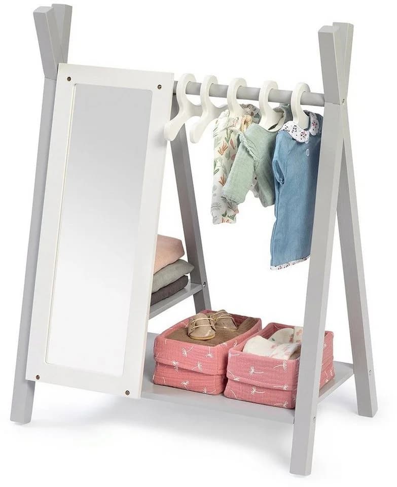 MUSTERKIND® Puppenkleiderschrank Puppen-Garderobe Viola grau/weiß - Bild 2