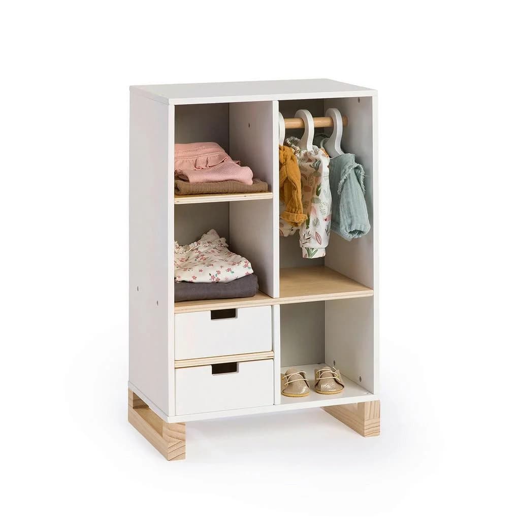 MUSTERKIND® Puppenkleiderschrank Viola Weiß/Natur/Grau Skandi-Look - Bild 5