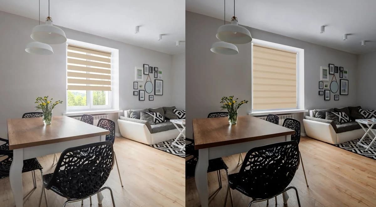 DomDeco Doppelrollo NOA Duo-Rollo Beige Klemmbar Kettenzug - Bild 5