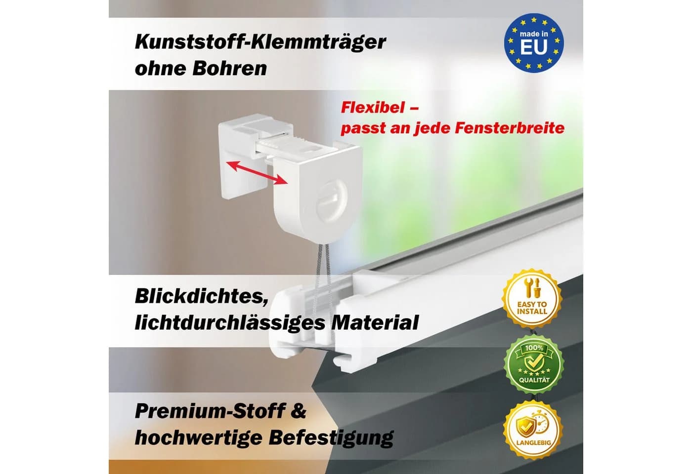 DomDeco Plissee Calura Anthrazit Blickdicht Ohne Bohren Klemmfix - Bild 4