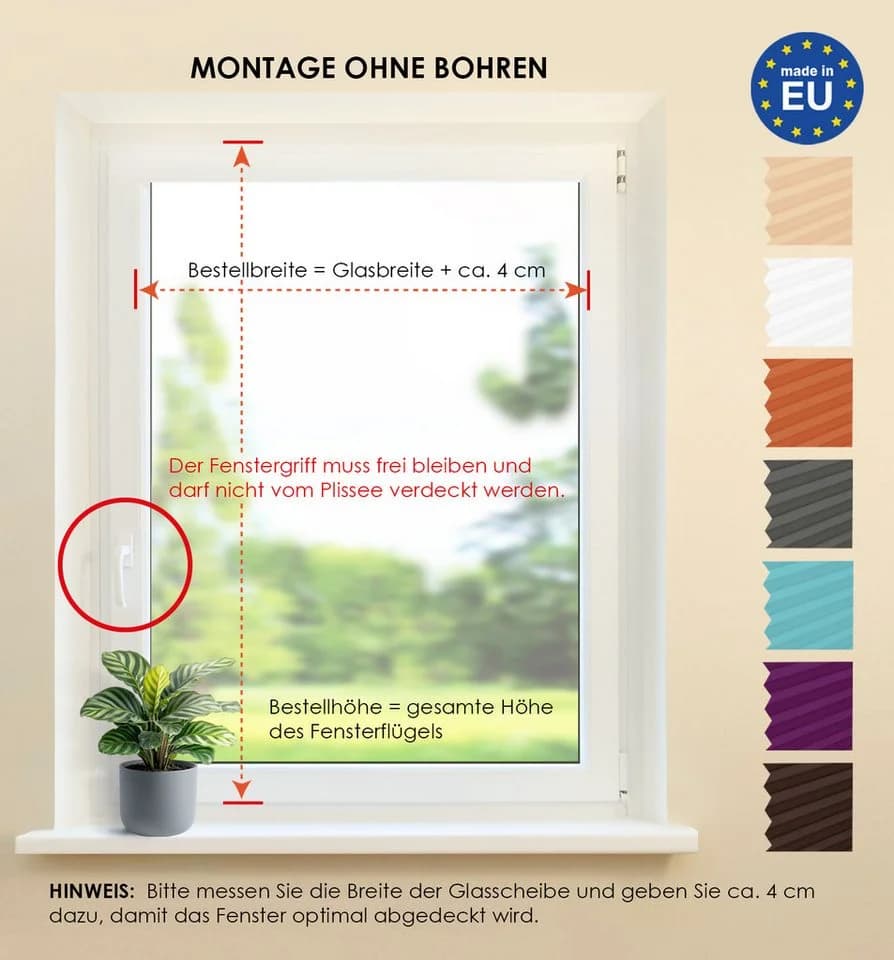 DomDeco Plissee Calura Blickdicht Ohne Bohren Klemmfix Beige - Bild 5
