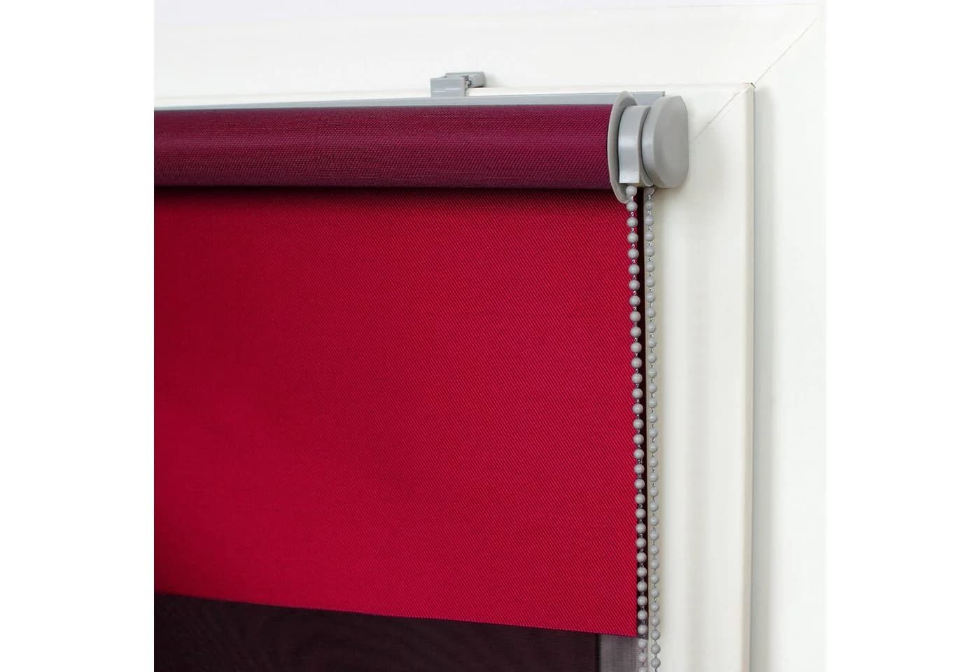 DomDeco Doppelrollo Metallic Klemmfix Rot Schwarz Kettenzug - Bild 4