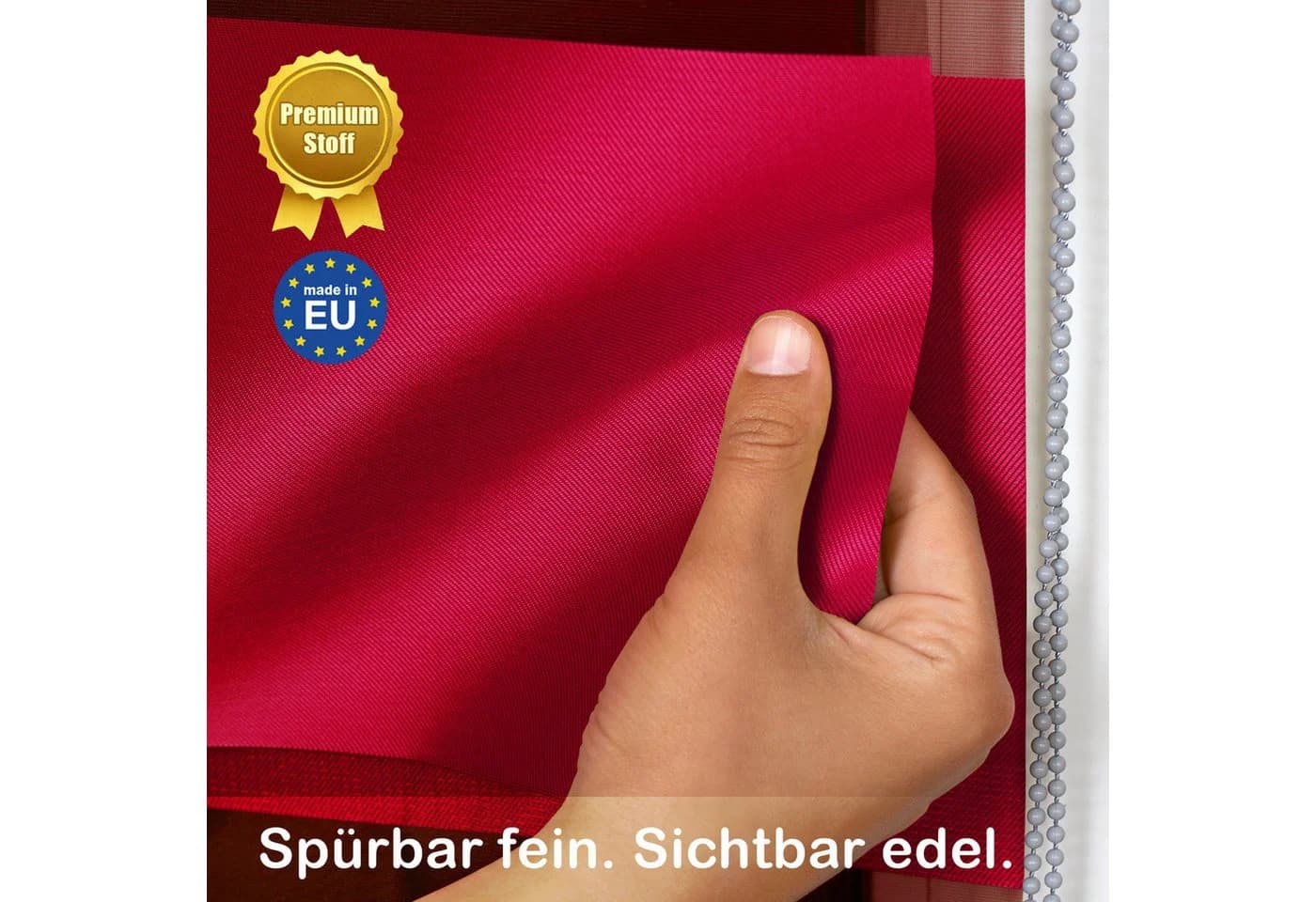 DomDeco Doppelrollo Metallic Klemmfix Rot Schwarz Kettenzug - Bild 5