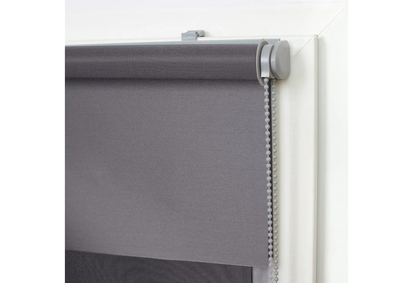 DomDeco Doppelrollo Metallic Klemmfix Kettenzug Grau Schwarz - Bild 4