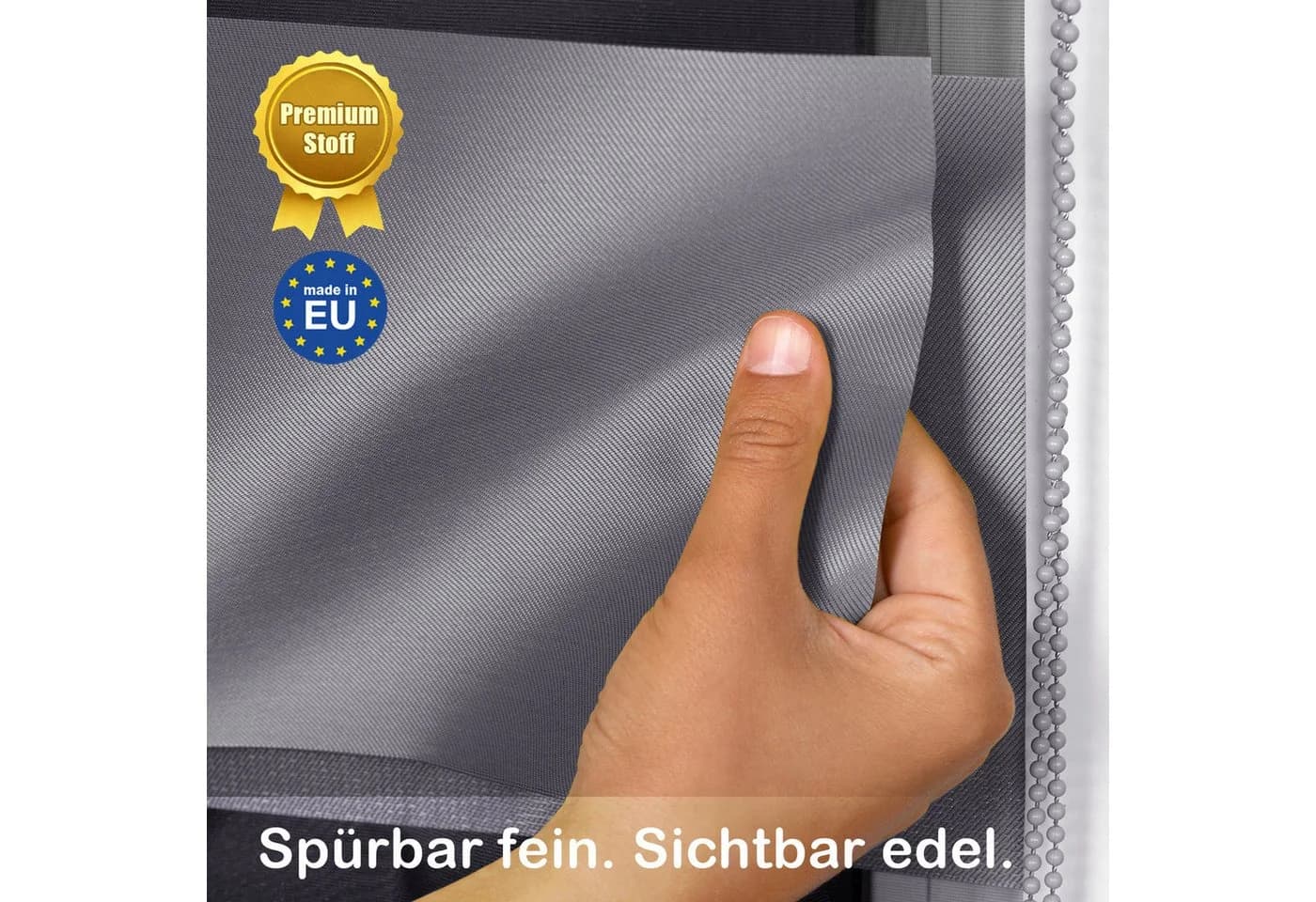 DomDeco Doppelrollo Metallic Klemmfix Kettenzug Grau Schwarz - Bild 5