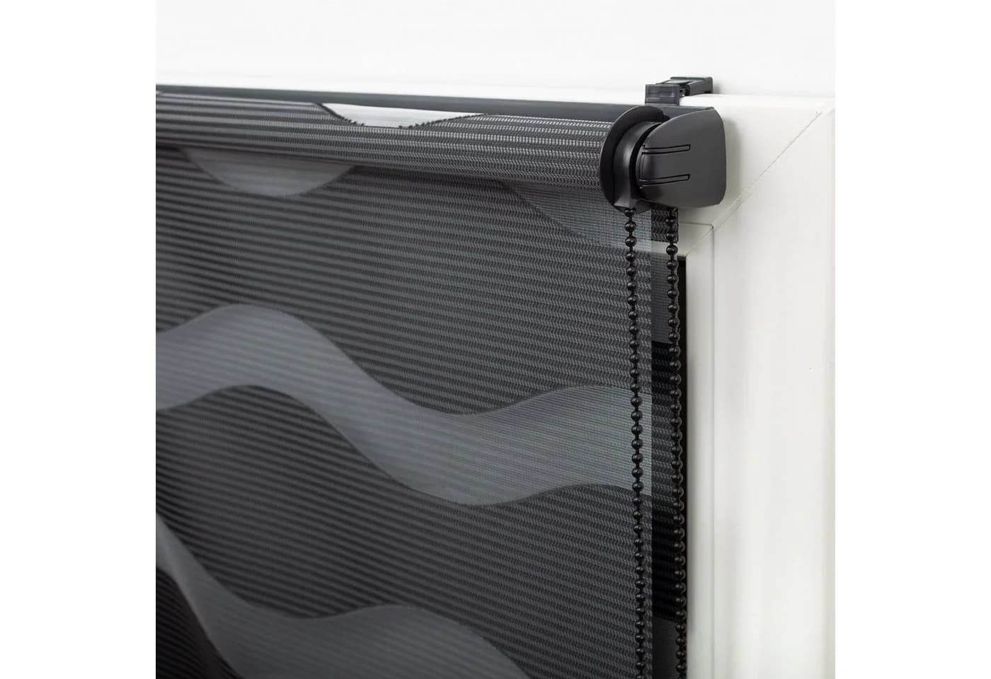 DomDeco Doppelrollo Wave Schwarz Klemmfix ohne Bohren - Bild 4