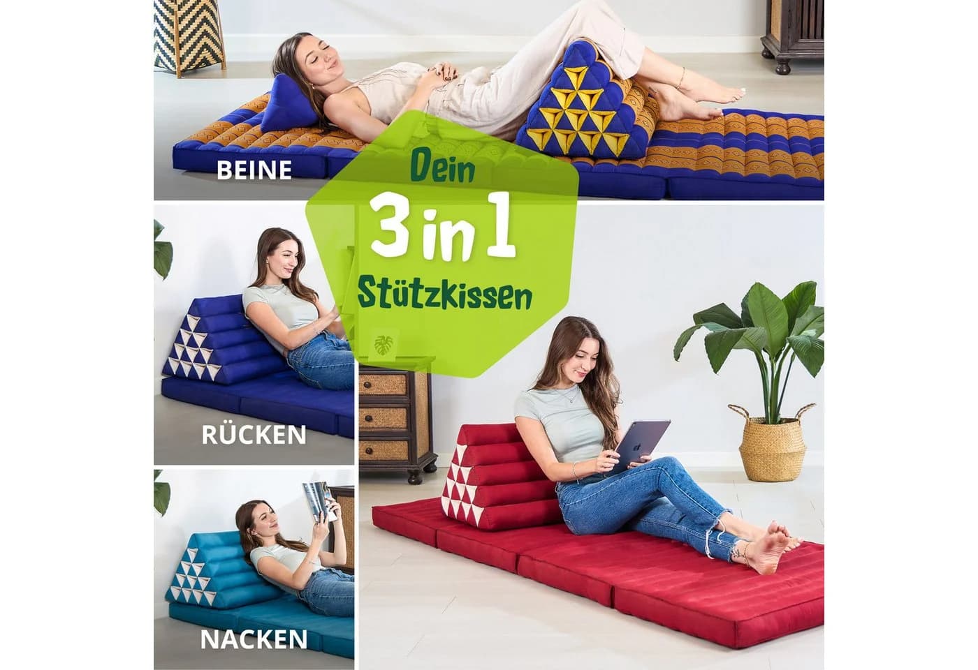 livasia Keilkissen Kapok Dreieckskissen hoch rot - Bild 3