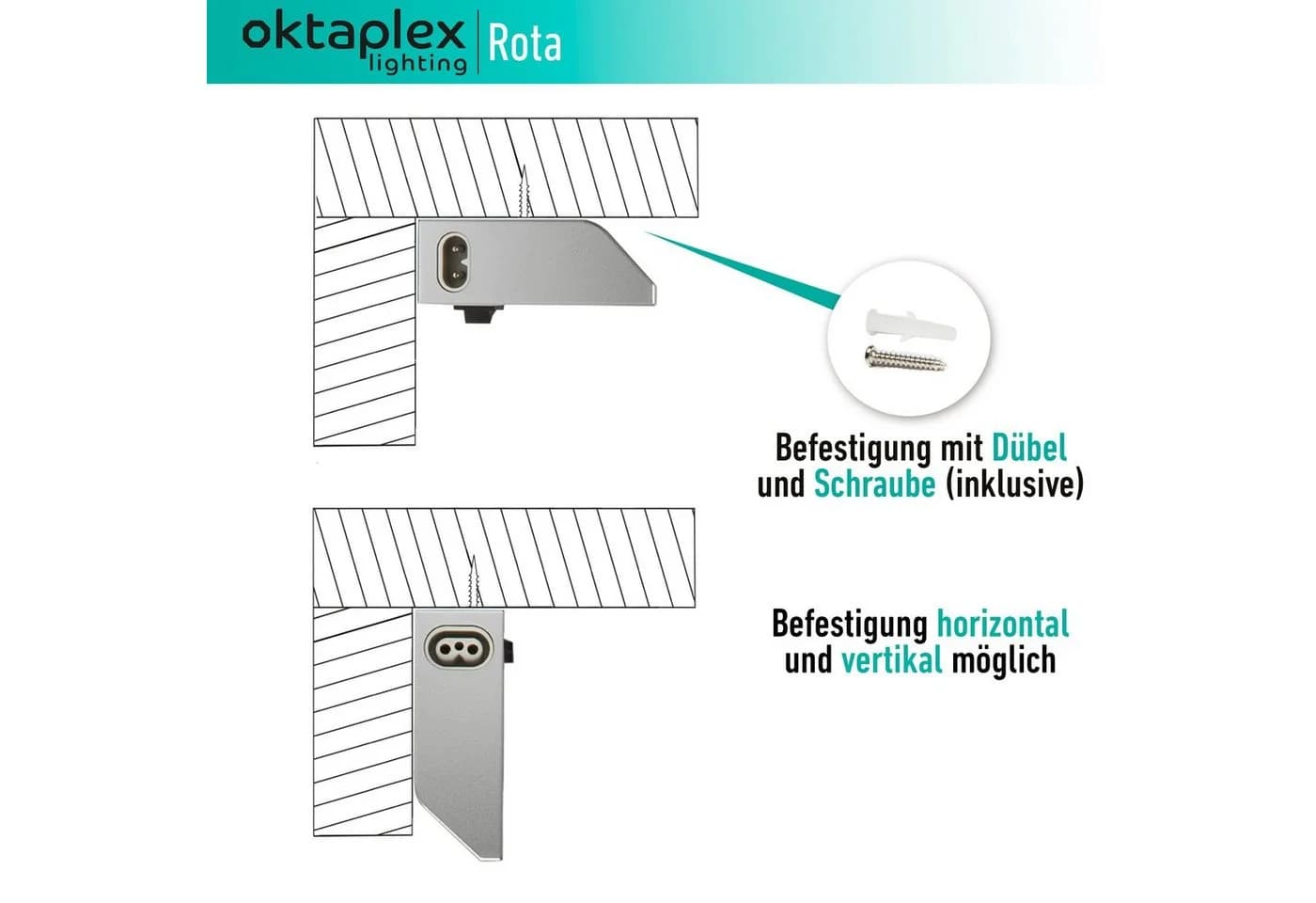 Oktaplex lighting LED Unterbauleuchte Aluminium 58cm Silber - Bild 4