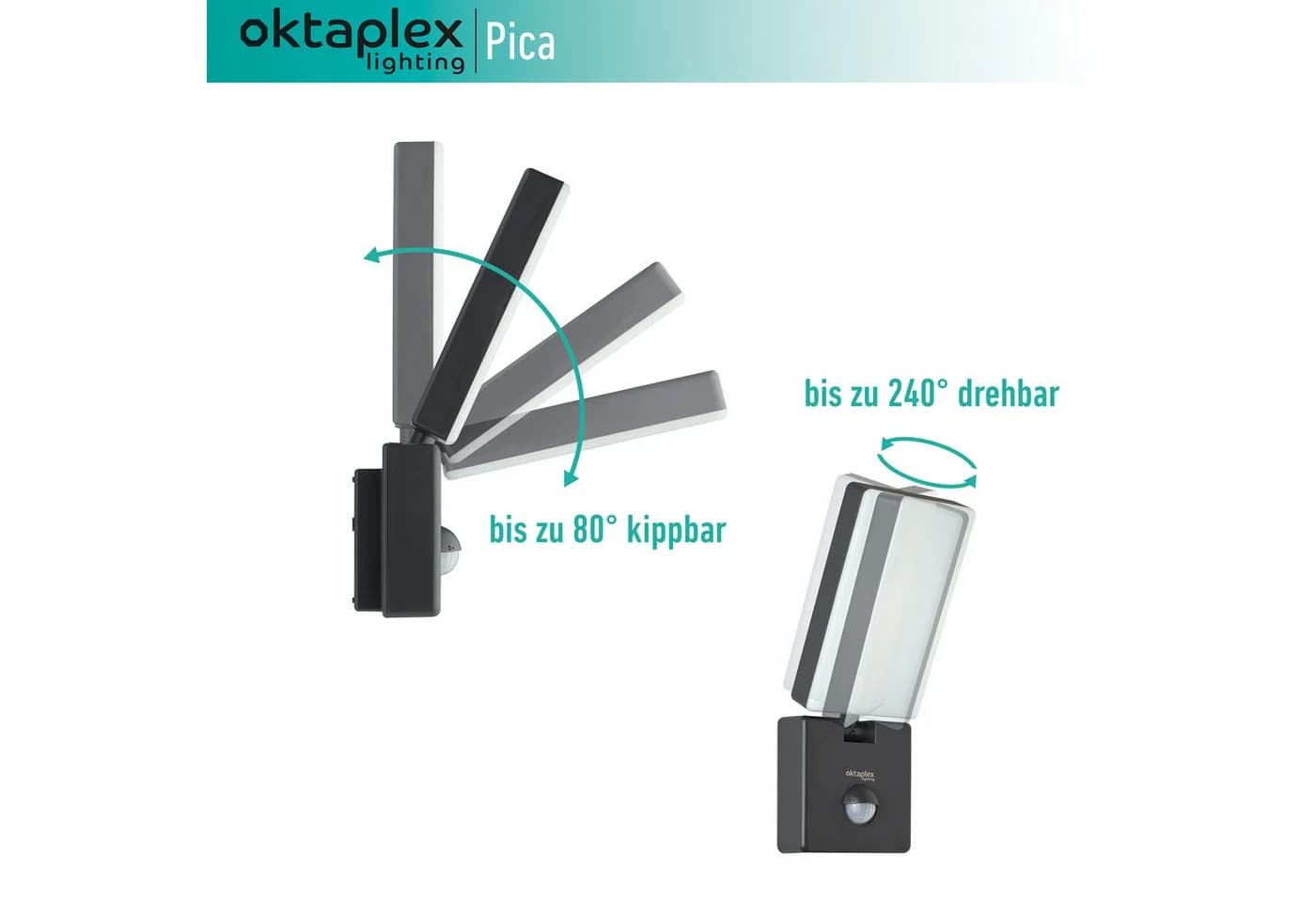 Oktaplex Pica LED Außen-Wandleuchte Bewegungsmelder IP65 10W 800lm Anthrazit - Bild 4