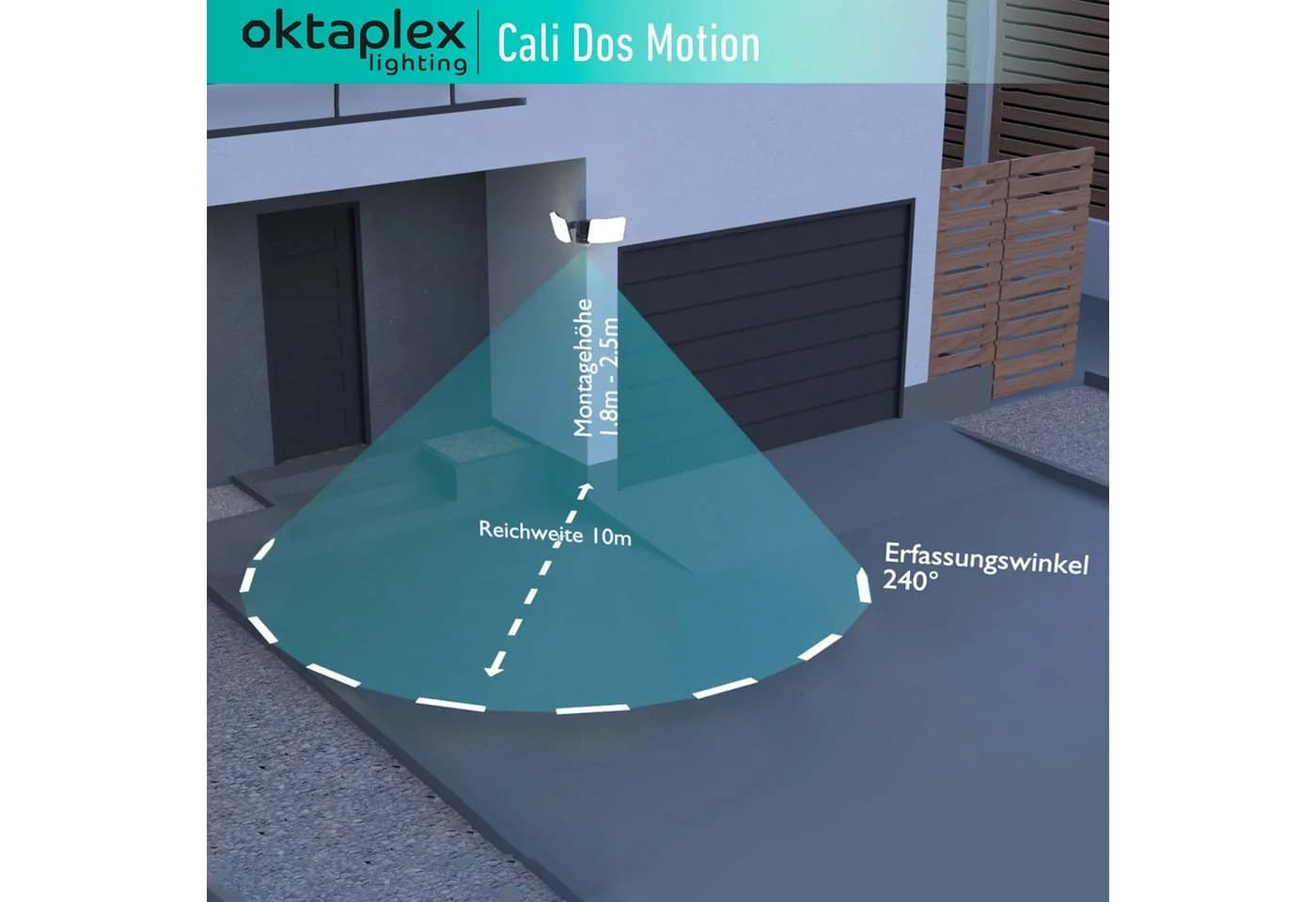 Oktaplex Cali Dos Motion LED Außen-Wandleuchte mit Bewegungssensor Anthrazit