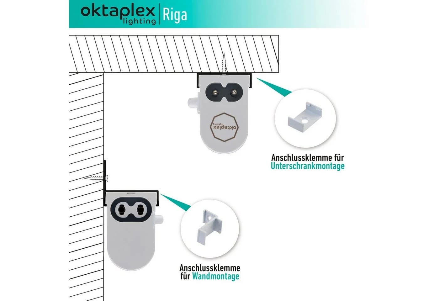 Oktaplex RIGA LED Unterbauleuchte 28cm Warmweiß Ein/Aus Schalter - Bild 3
