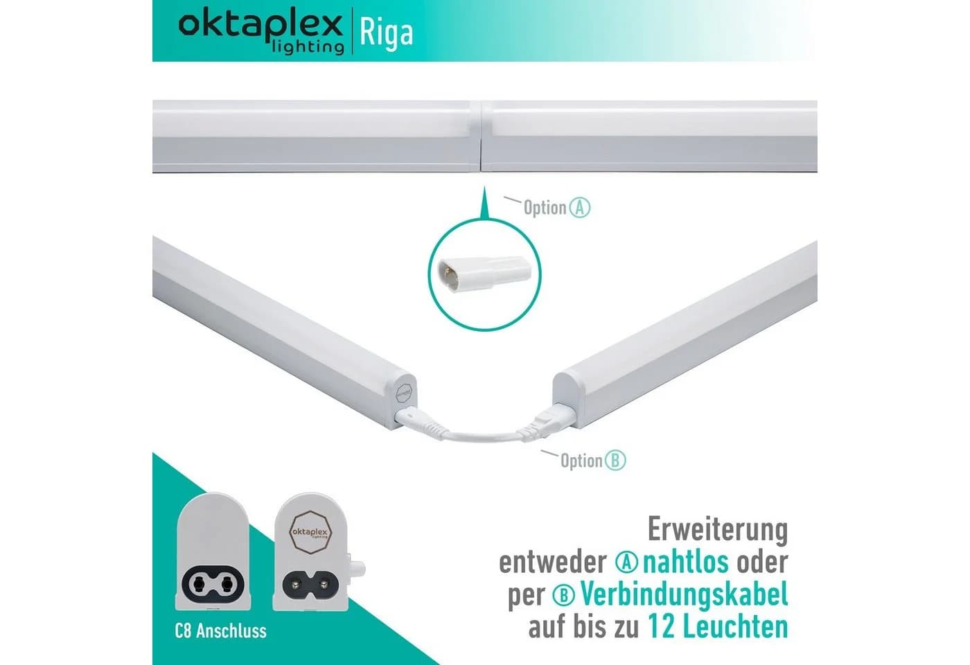 Oktaplex RIGA LED Unterbauleuchte 28cm Warmweiß Ein/Aus Schalter - Bild 4
