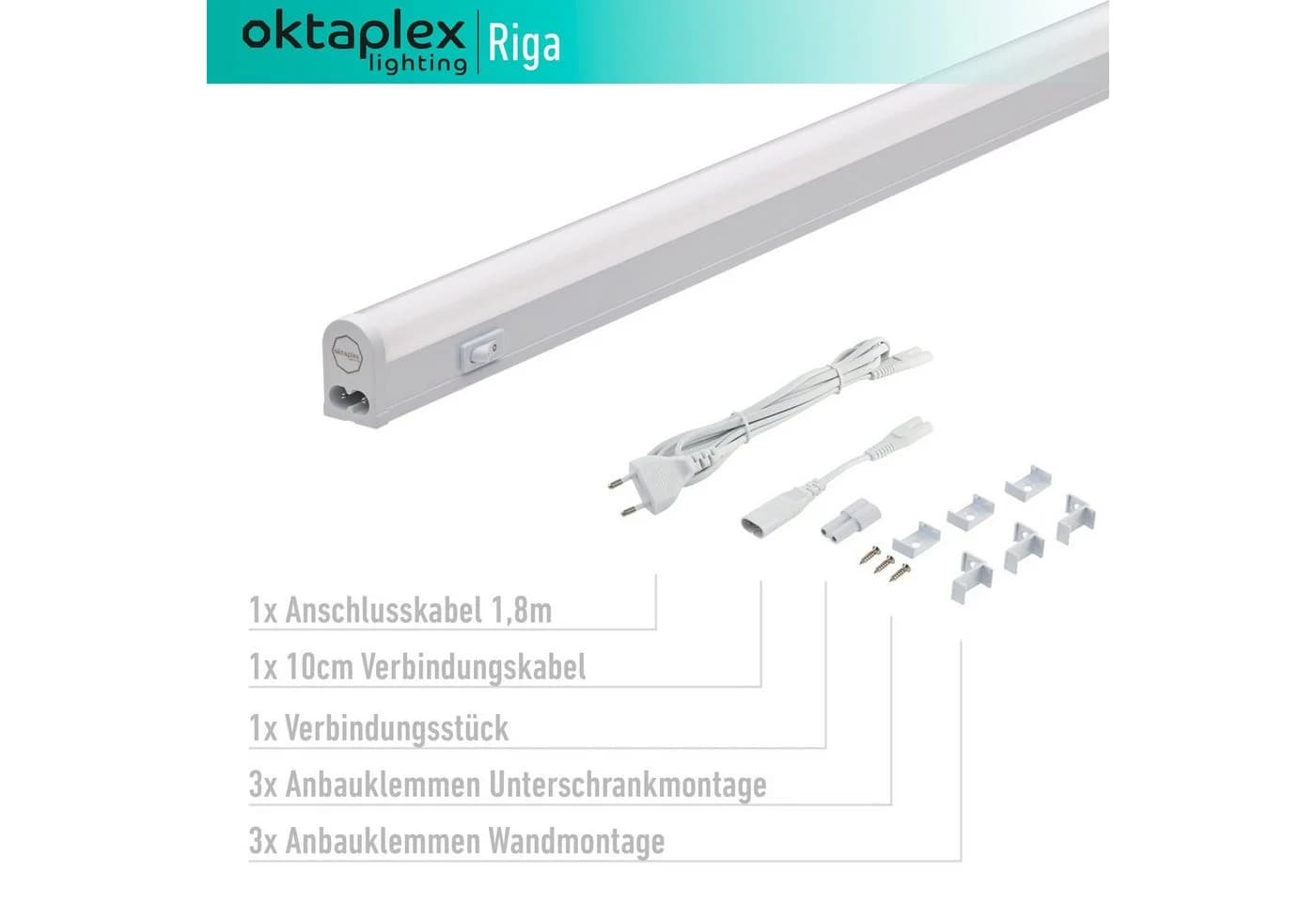 Oktaplex RIGA LED Unterbauleuchte 28cm Warmweiß Ein/Aus Schalter - Bild 5
