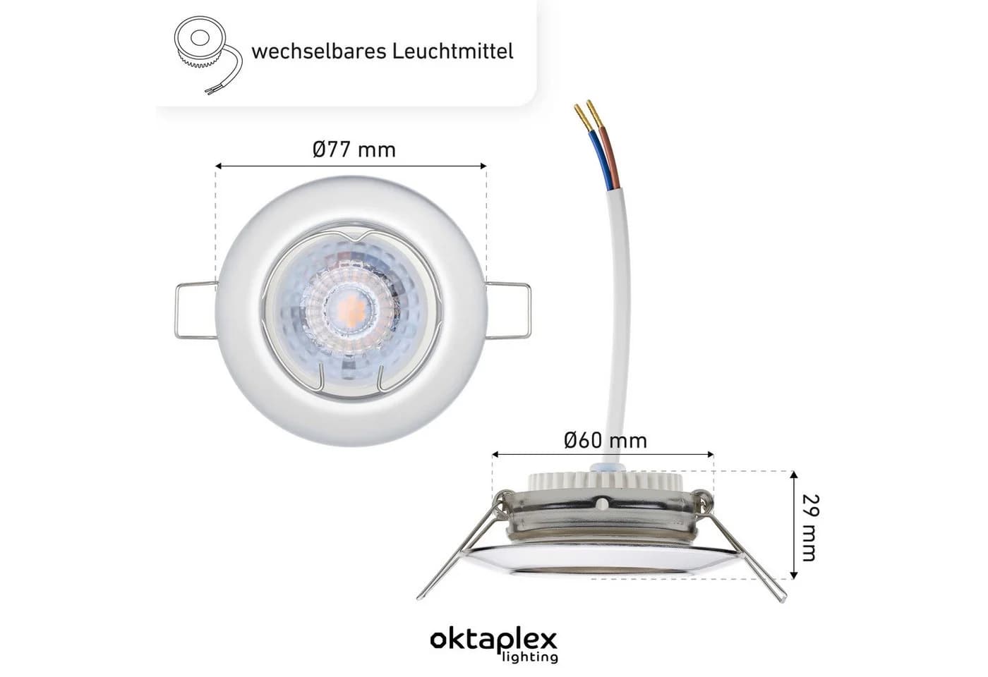 Oktaplex lighting LED Einbaustrahler Sedan Chromoptik 3-Stufen dimmbar warmweiß
