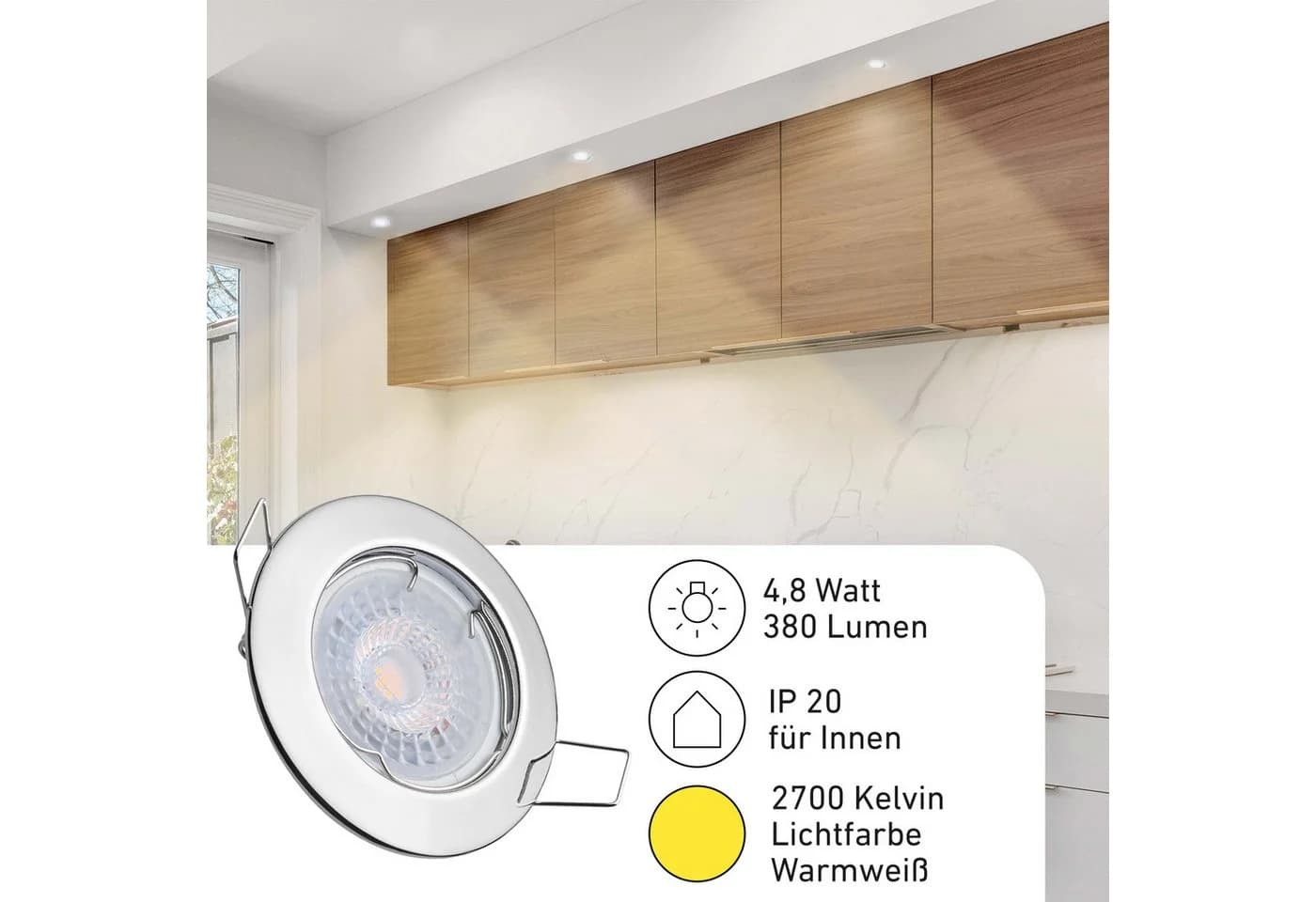 Oktaplex lighting LED Einbaustrahler Sedan Chromoptik 3-Stufen dimmbar warmweiß - Bild 5
