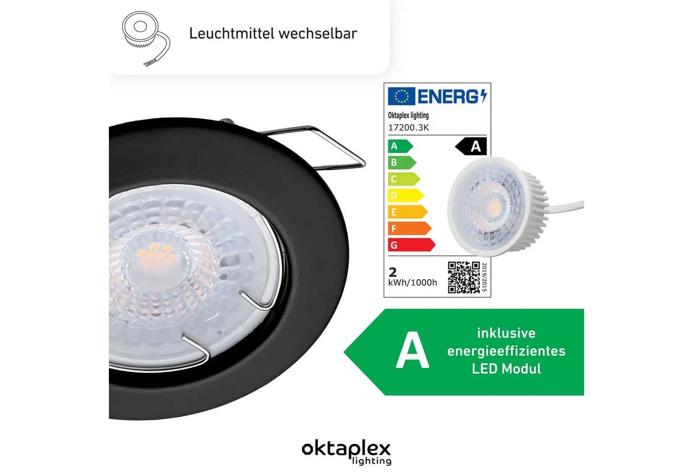 Oktaplex lighting LED Einbaustrahler Sedan Schwarz 3000K - Bild 4
