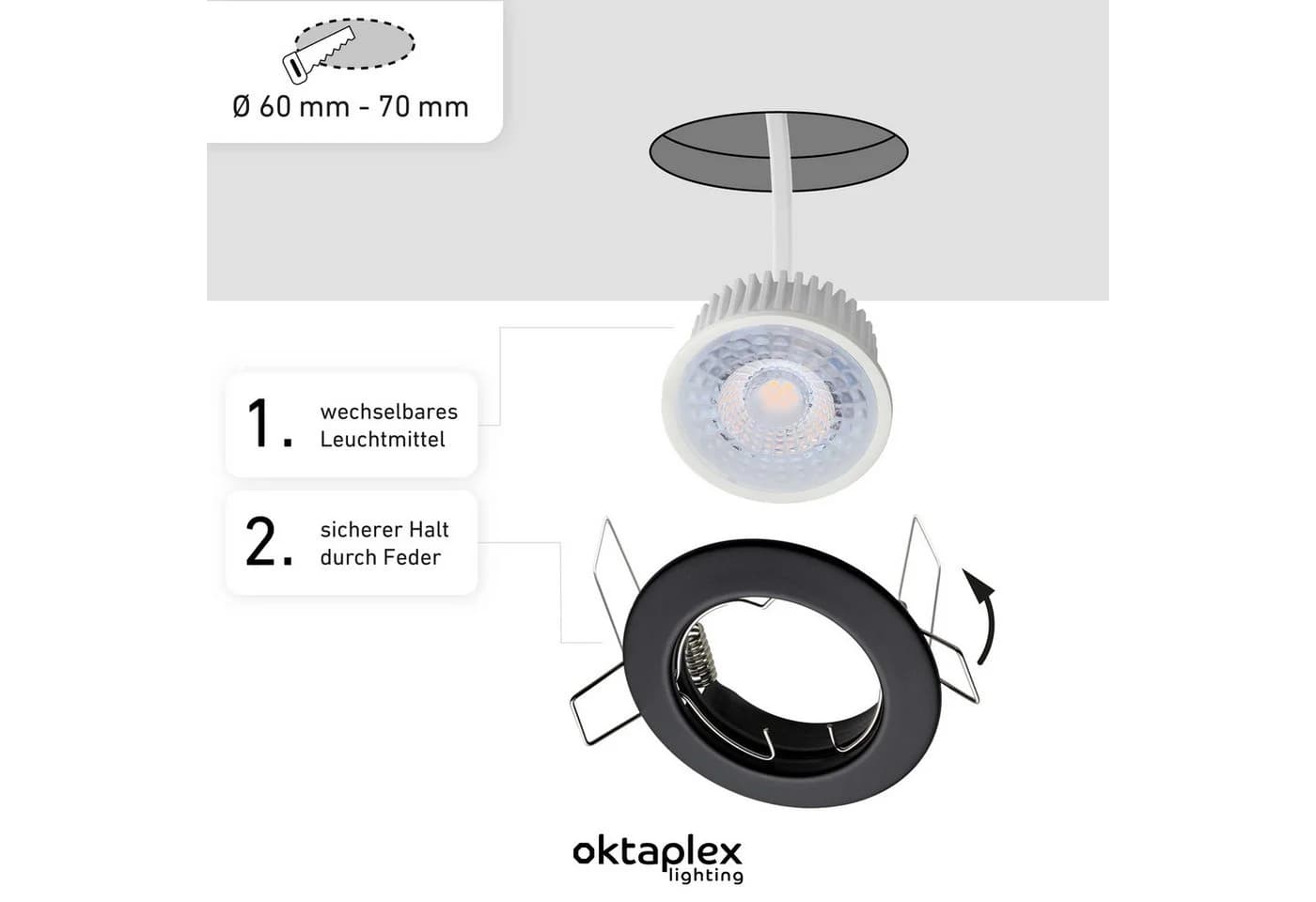 Oktaplex lighting LED Einbaustrahler Sedan Schwarz 3000K - Bild 5