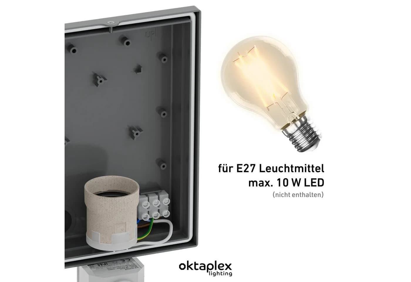 Oktaplex lighting Alto Außen-Wandleuchte E27 mit Bewegungsmelder silber - Bild 5