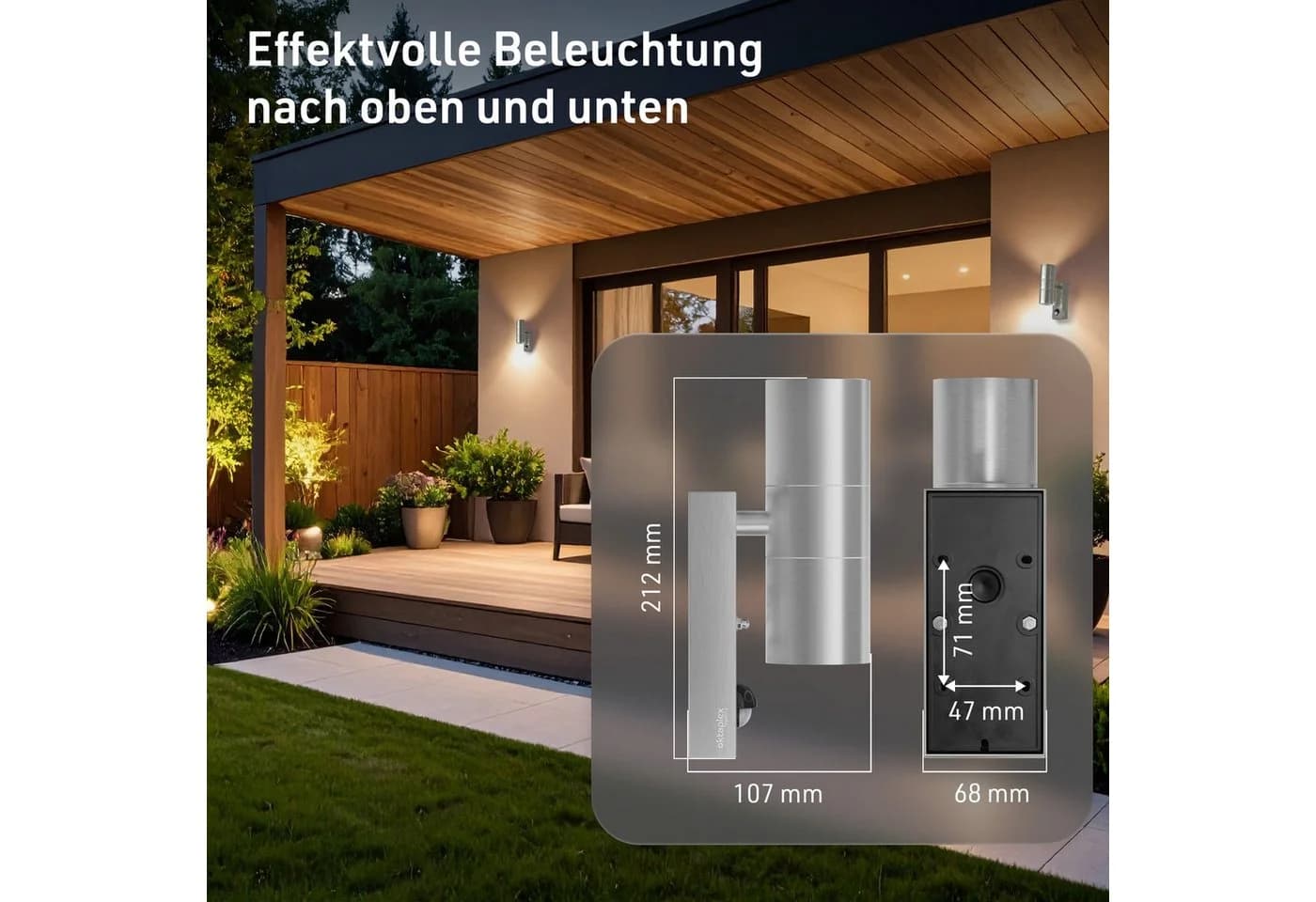 Oktaplex lighting Außen-Wandleuchte Chile Edelstahl silber mit Bewegungssensor - Bild 3