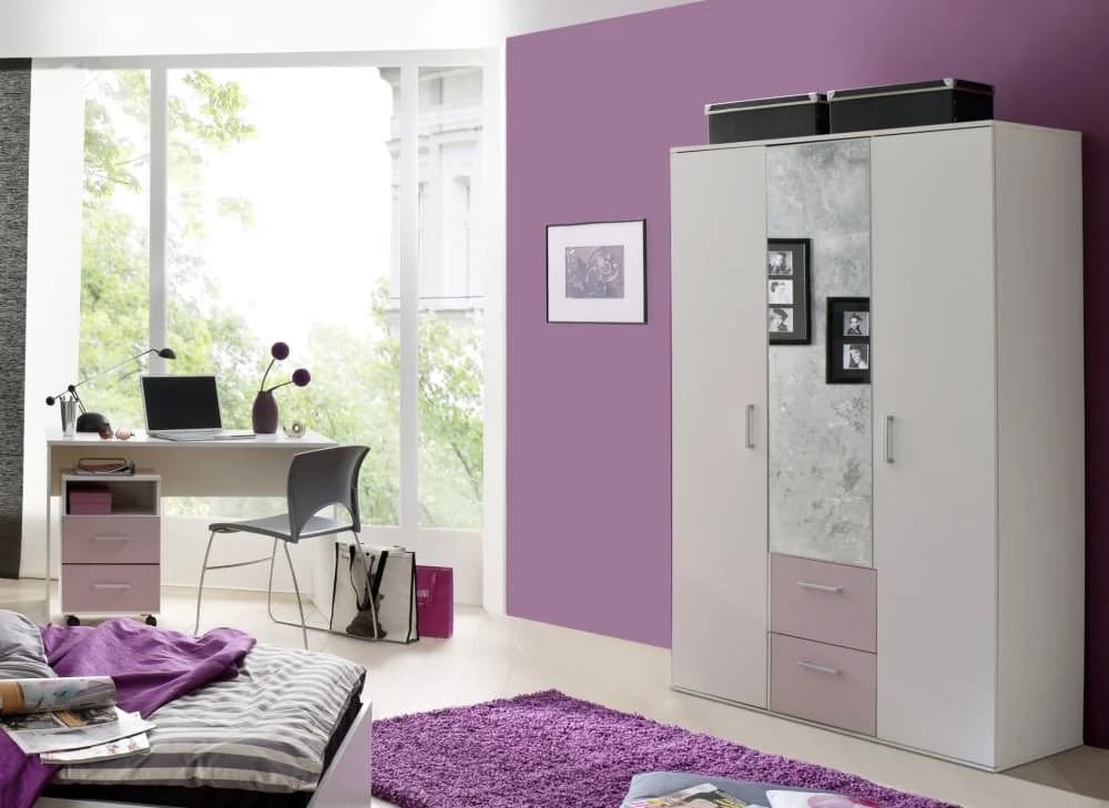 Storado Jugendzimmer-Set Berlin 5-tlg. Weiß/Flieder Modern - Bild 3