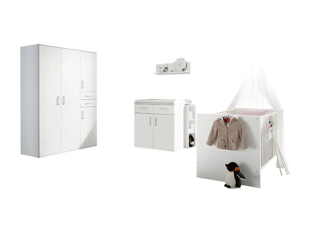 Storado Babyzimmer Komplettset Sienna 7-tlg. Weiß Matt Flieder