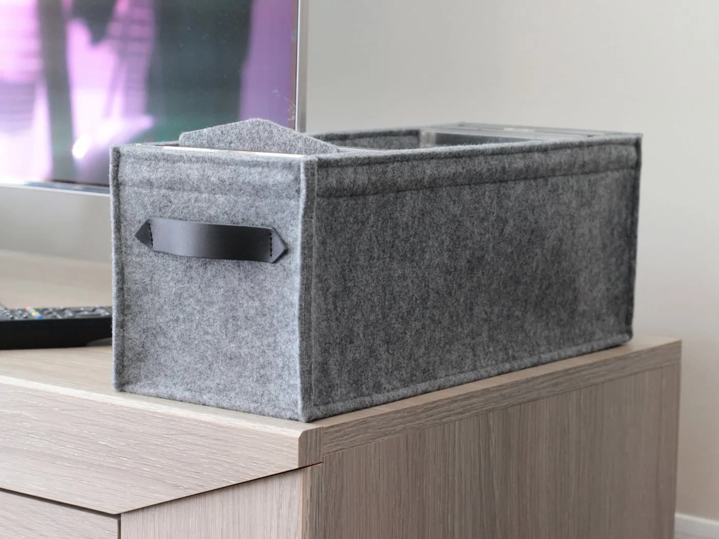 Stich-haltig CD Box Filz Ledergriffe - Bild 3