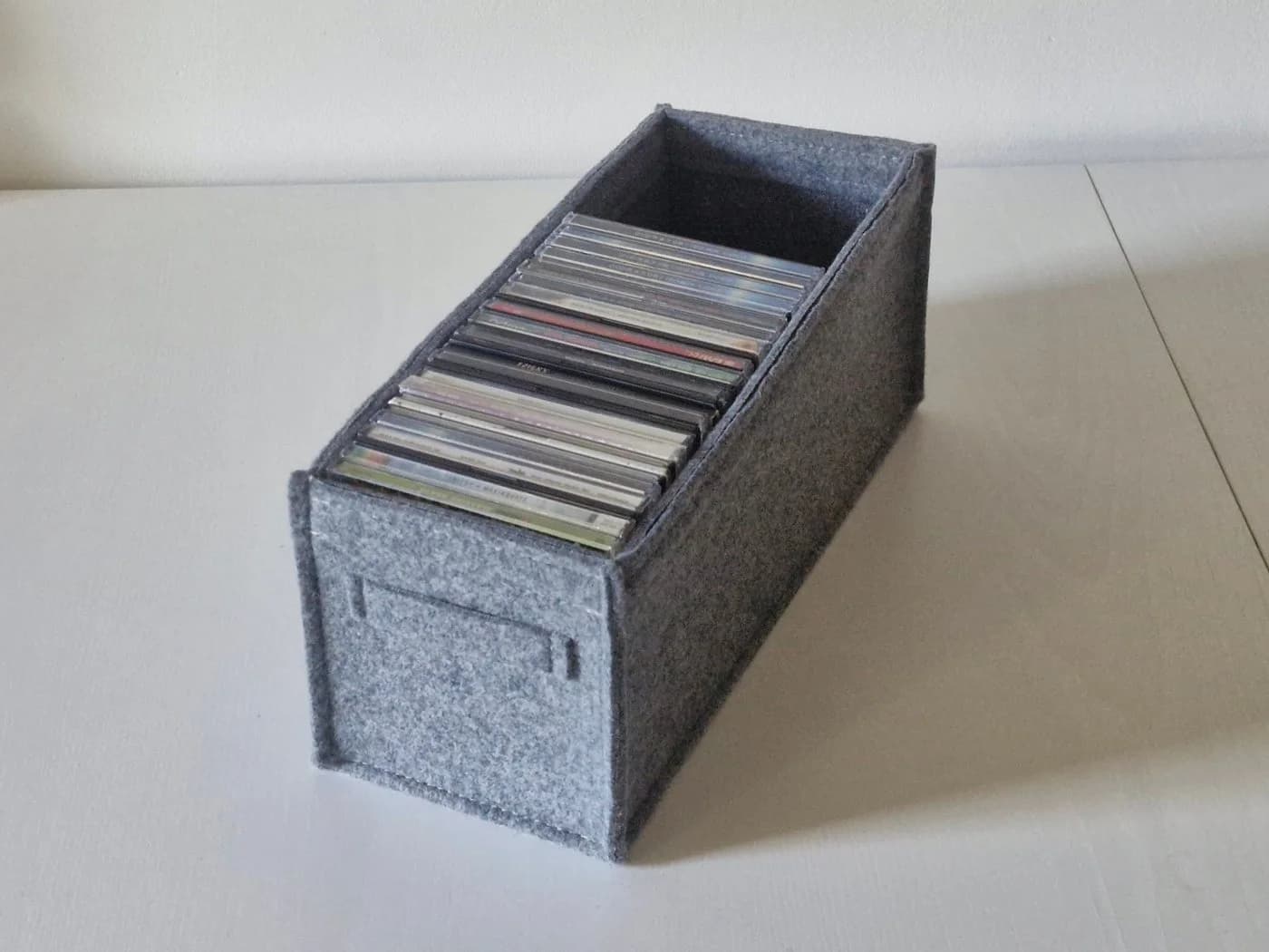 Stich-haltig CD Aufbewahrungsbox Grau meliert Filz