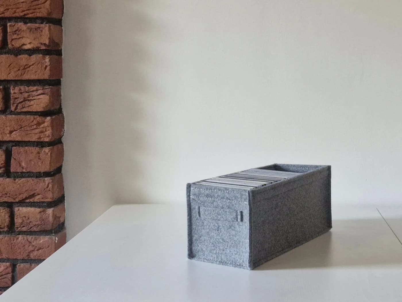 Stich-haltig CD Aufbewahrungsbox Grau meliert Filz - Bild 3