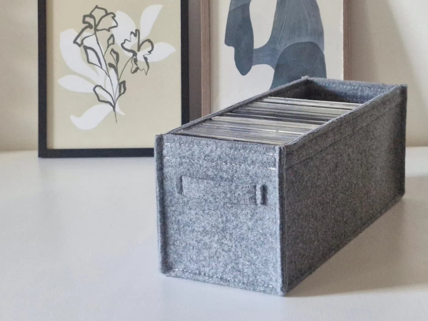 Stich-haltig CD Aufbewahrungsbox Grau meliert Filz - Bild 4