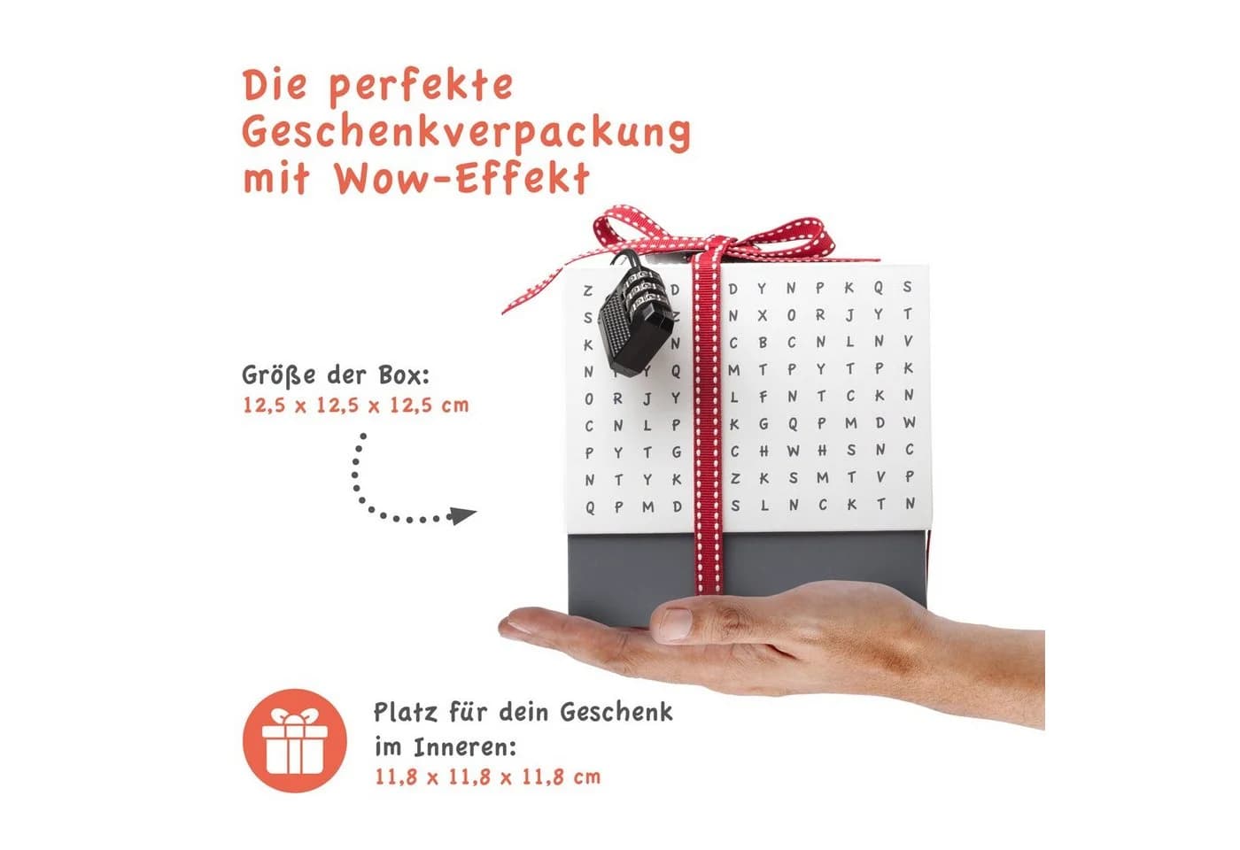 SURPRISA Geschenkbox Rätzel mit Zahlenschloss Weiß - Bild 3