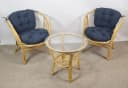Rattani Rattangarnitur Bahama Set 2 Sessel Tisch Glasplatte Honig/Anthrazit Bild 1