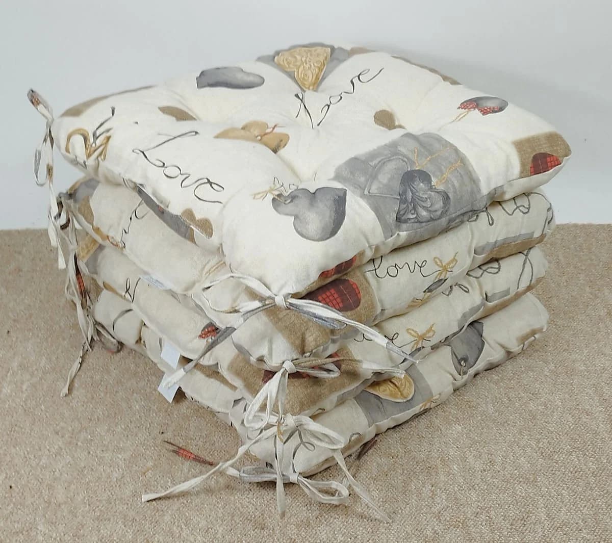 Rattani Sitzkissen Set 4x Beige Love Muster 42x42 cm - Bild 2