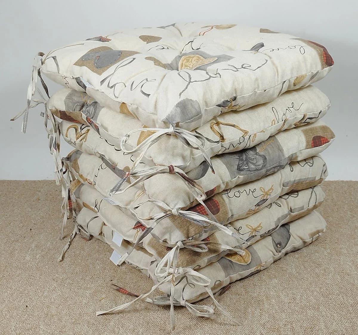 Rattani Sitzkissen Set 6-tlg. Beige Love Muster
