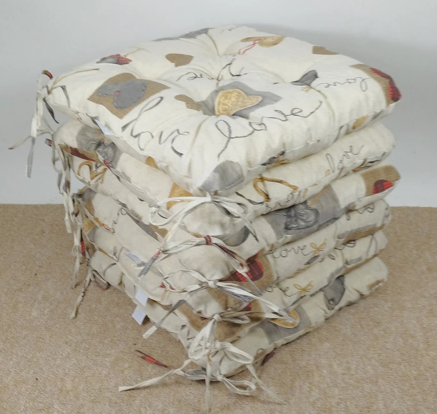 Rattani Sitzkissen Set 6-tlg. Beige Love Muster - Bild 2