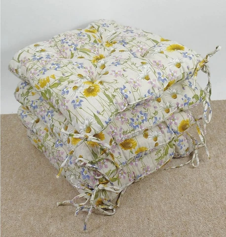 Rattani Stuhlkissen Set 4-tlg. 42x42 cm Blumenwiese Beige - Bild 2