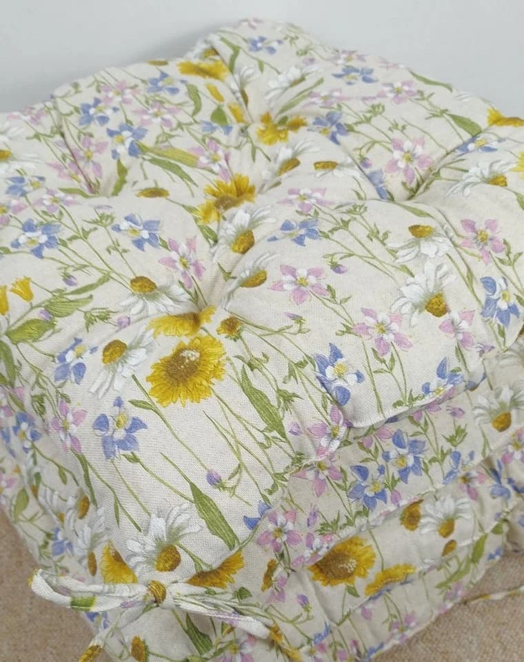 Rattani Stuhlkissen Set 4-tlg. 42x42 cm Blumenwiese Beige - Bild 3