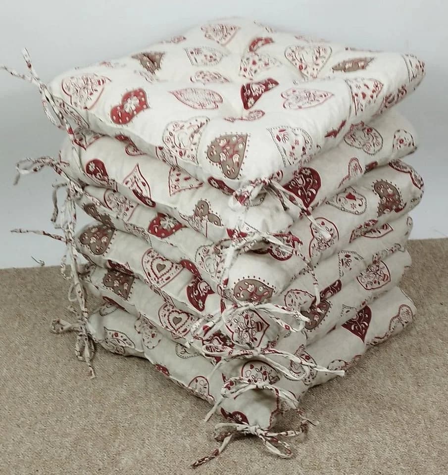 Rattani Sitzkissen Set 6x Stuhlkissen Klara 42 x 42 cm Stoff Mirha Leinen - Bild 2