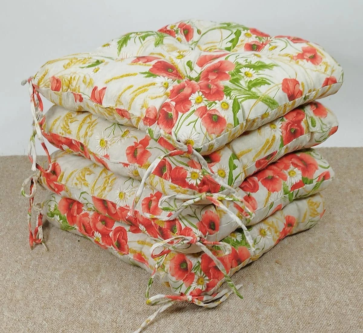 Rattani Sitzkissen 4er Set Klara Beige Mohnblume