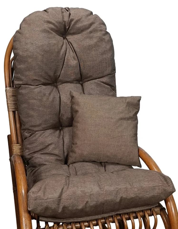 Rattani Polsterauflage Set für Schaukelstuhl mit Zierkissen Dunkelbraun - Bild 2