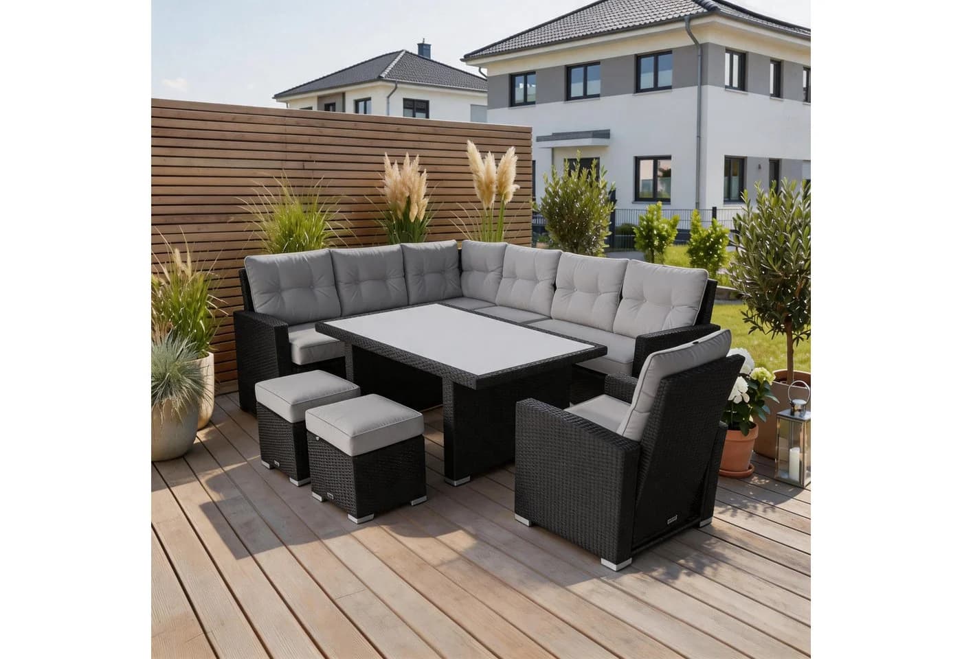 Ragnarök Möbel-Design Gartenlounge-Set DS13XL Schwarz/Weiß