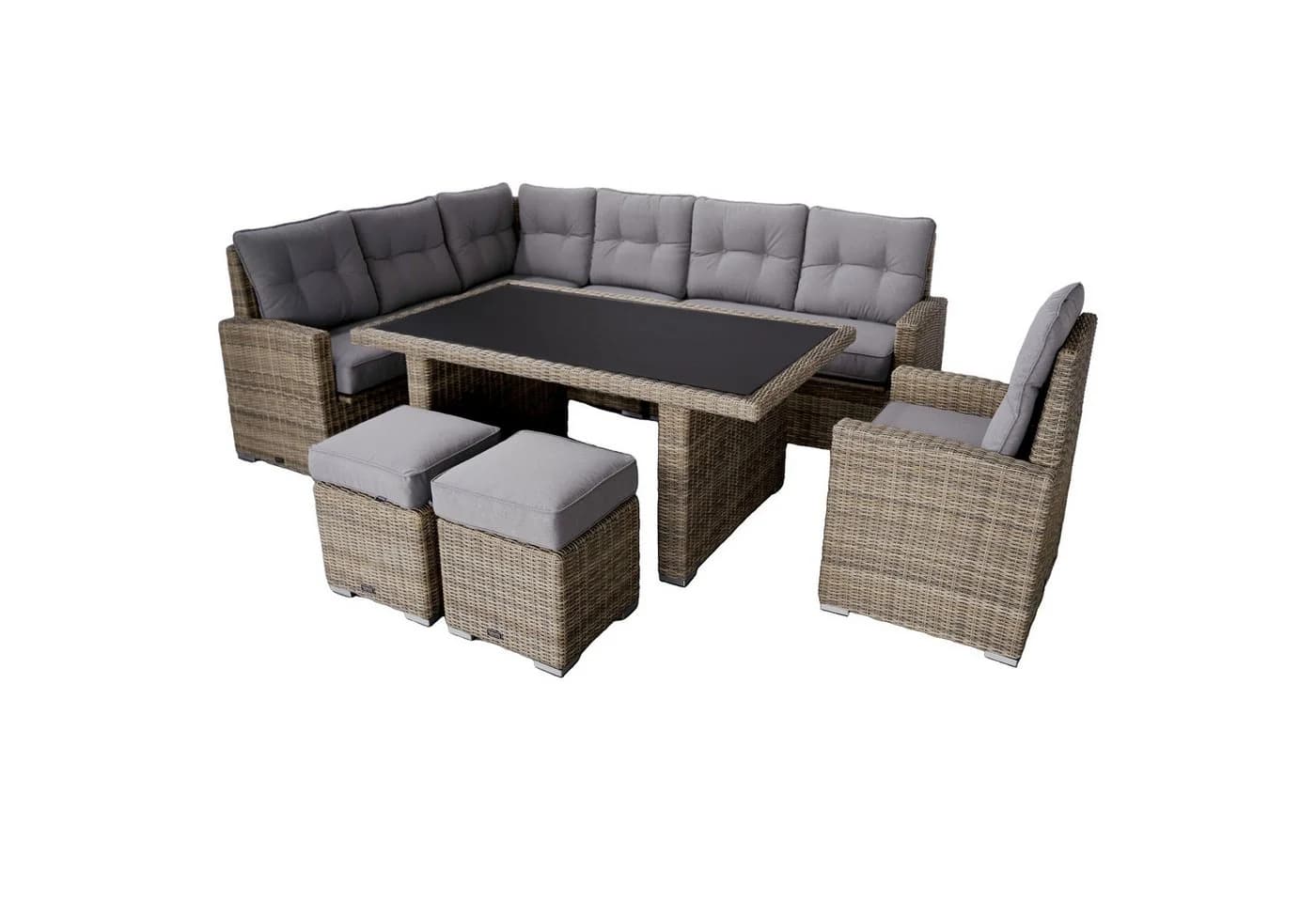 Ragnarök Möbel-Design Gartenlounge-Set DS13XL Schwarz/Grau Polyrattan - Bild 2
