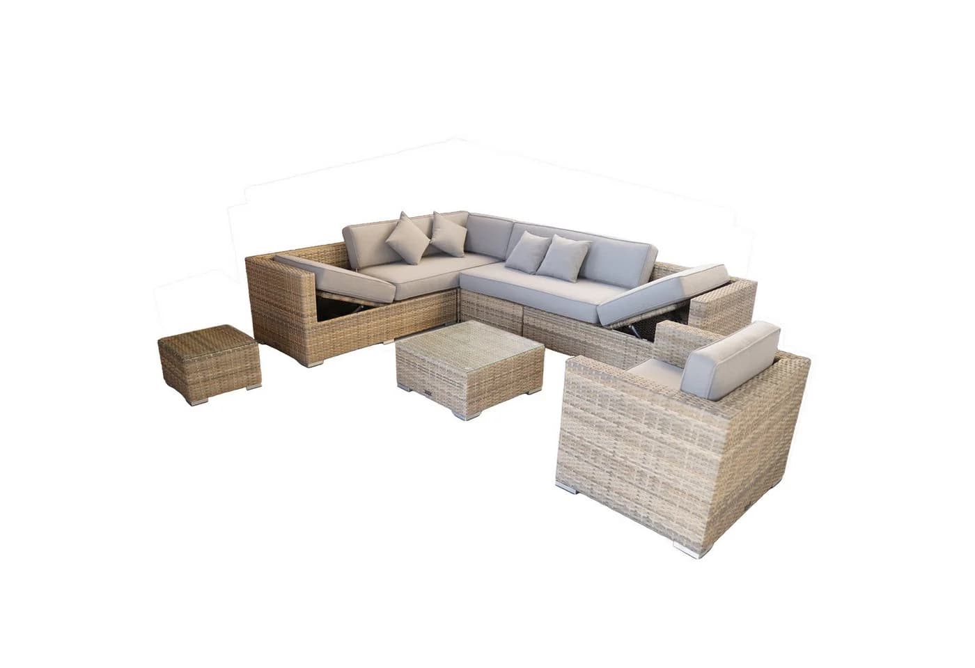 Ragnarök Gartenlounge-Set 12-tlg. Beige/Grau Polyrattan Aluminium - Bild 2