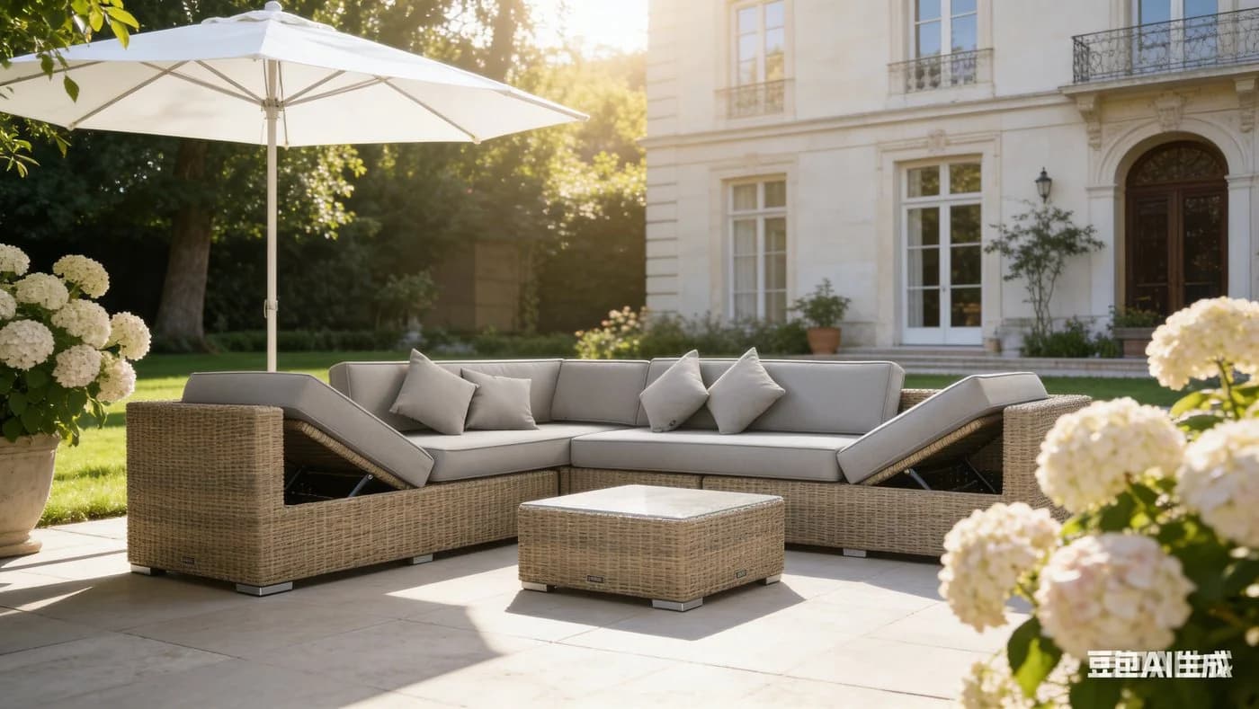 Ragnarök Gartenlounge-Set 12-tlg. Beige/Grau Polyrattan Aluminium - Bild 3