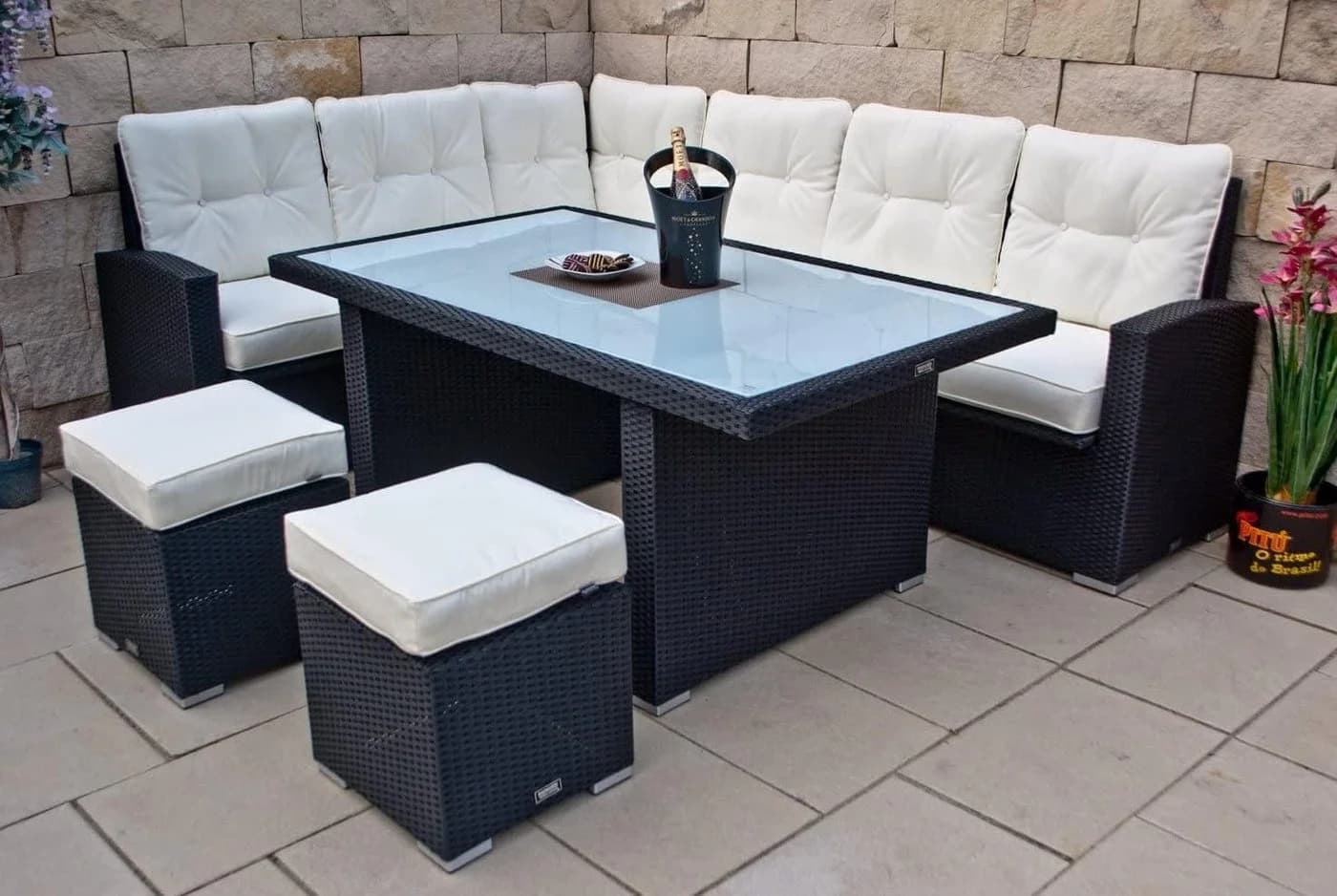 Ragnarök Möbel-Design Garten-Essgruppe Dining Lounge Wieland L Ecksofa Polyrattan - Bild 2