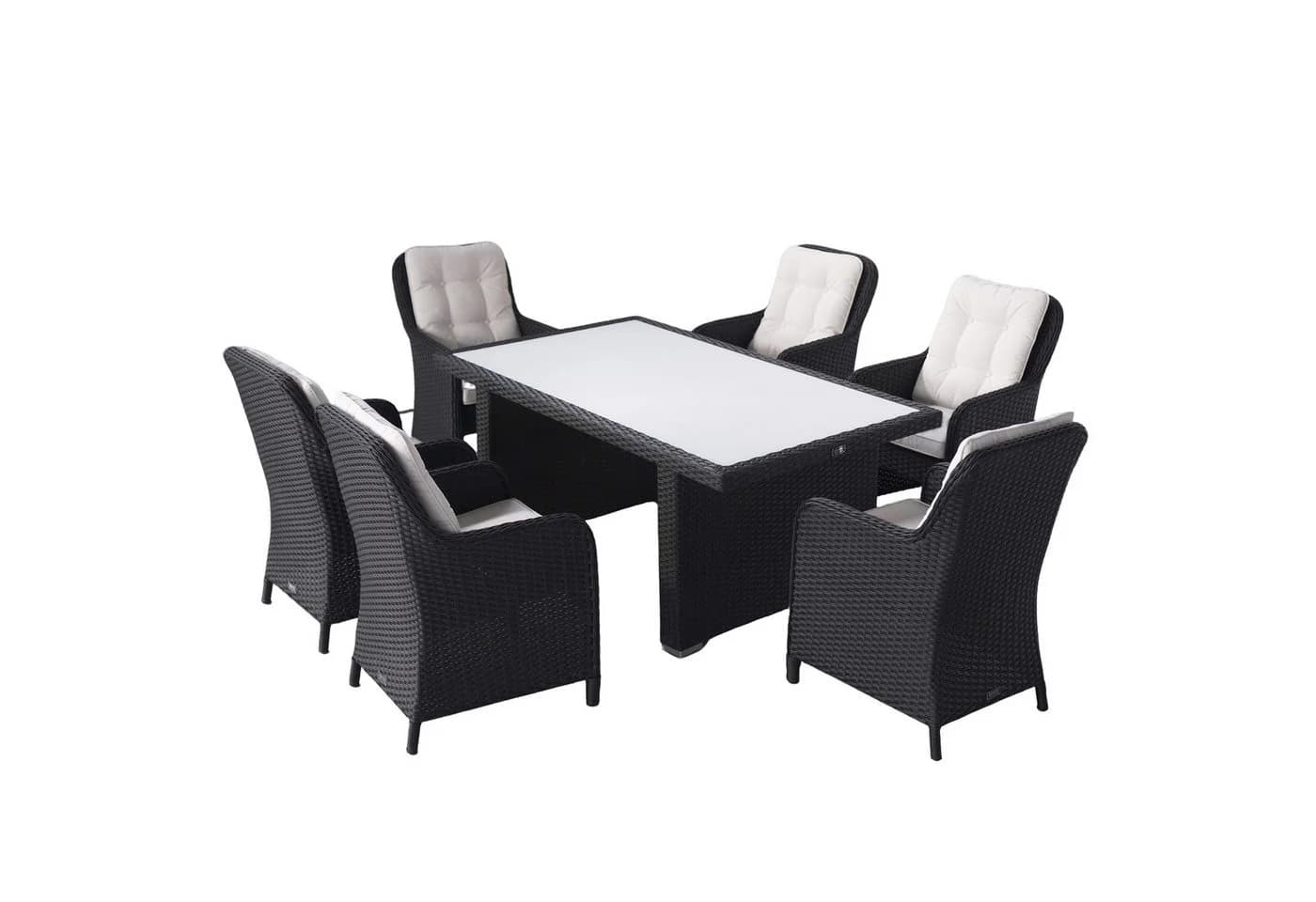 Ragnarök Möbel-Design Garten-Essgruppe 7-tlg. Schwarz Aluminium & Polyrattan - Bild 2
