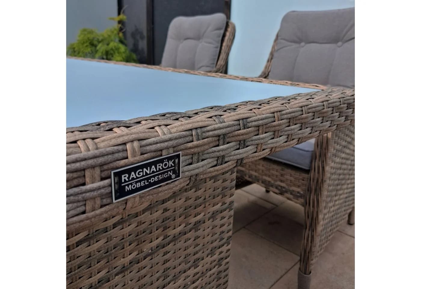 Ragnarök Möbel-Design Garten-Essgruppe 7-tlg. Grau Aluminium & Polyrattan - Bild 3