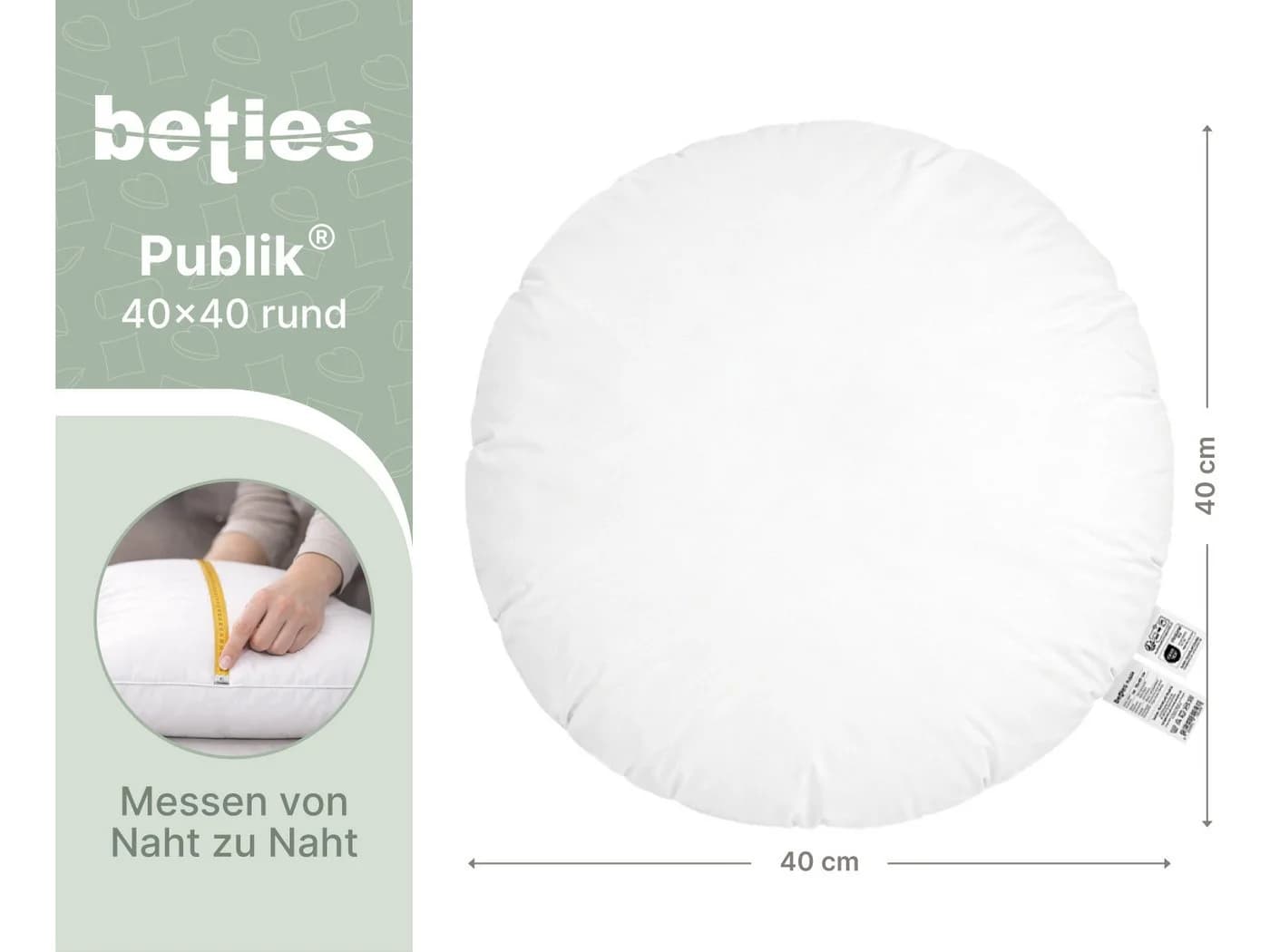 beties Kissenfüllung Publik 40 cm Rund Federkissen Waschen - Bild 3