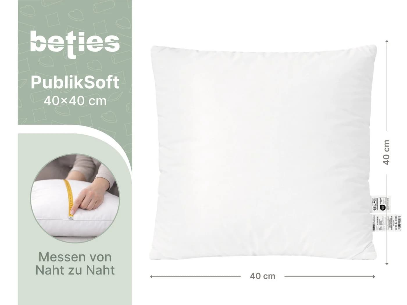 beties Daunenkissen PublikSoft Set 2 Stück 40x40 cm Baumwolle Daunen Federn - Bild 3