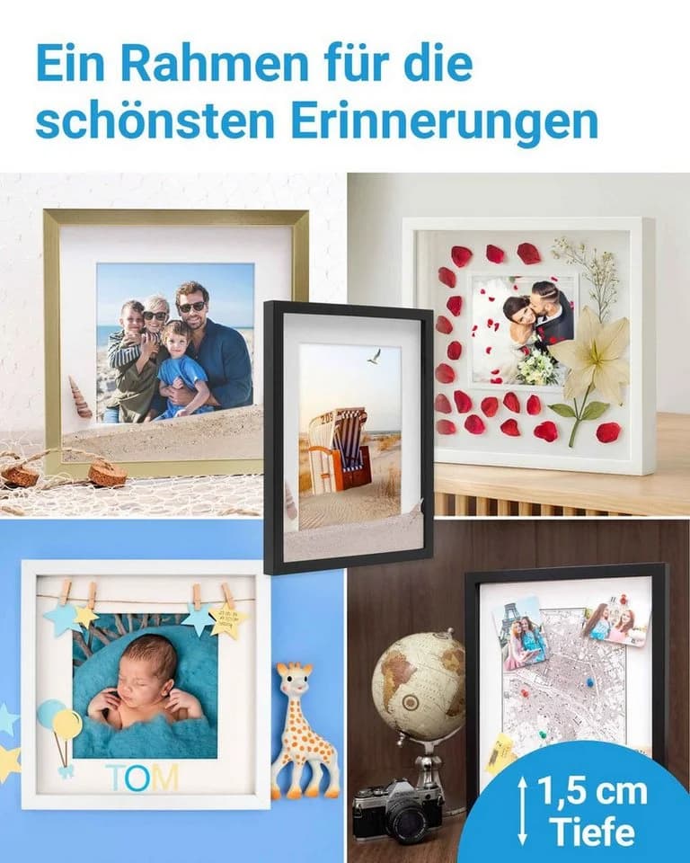 PHOTOLINI Bilderrahmen 3D-Objektrahmen Weiß mit Passepartout - Bild 5